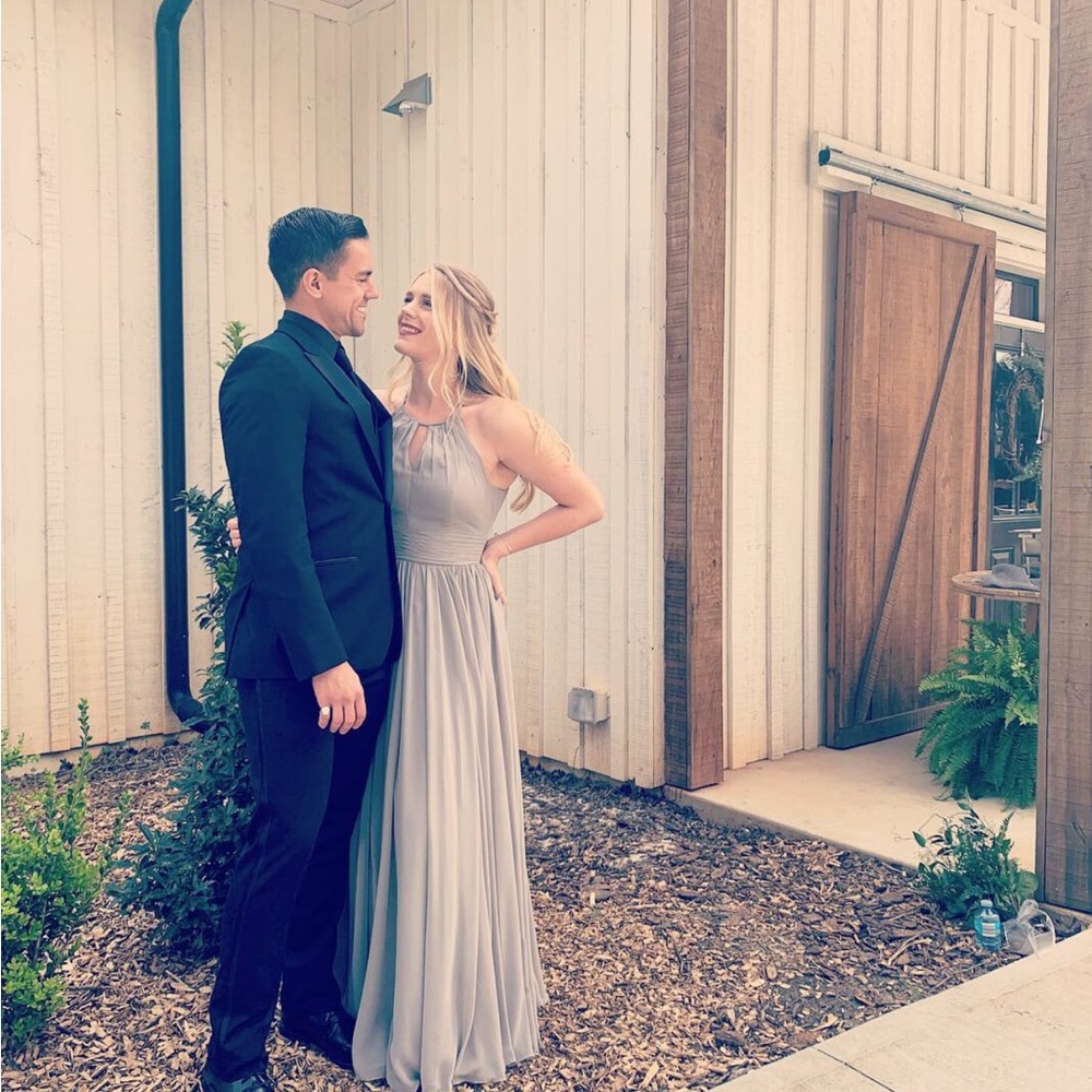 Azazie Elegant Gray Bridesmaid Dress Size 10